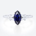 1CT Lab Grown Sapphire​ Ring Marquise Cut Floral-Inspired Design in White gold