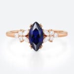 1CT Lab Grown Sapphire​ Ring Marquise Cut Floral-Inspired Design in rose gold