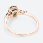 1.5ct Oval Cut Green Sapphire​ rings Classic Engagement Ring with Green Blue Sapphire Side Accents