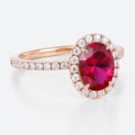 1.4ct Lab Ruby Diamond Ring Claw-Prong Halo Engagement Rings in Rose Gold