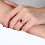 1.4ct Lab Ruby Engagement Rings Oval Cut Lab Ruby Vintage Ring with Edwardian Style in Rose Gold