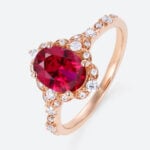 1.4ct Lab Ruby Engagement Rings Oval Cut Lab Ruby Vintage Ring with Edwardian Style in Rose Gold