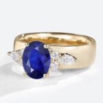 1.3ct Lab Grown Sapphire​ Ring Cluster Wide Band Engagement Rings