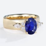 1.3ct Lab Grown Sapphire​ Ring Cluster Wide Band Engagement Rings
