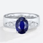 1.3ct Lab Grown Sapphire​ Ring Cluster Wide Band Engagement Rings