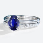 1.4ct Solitaire Lab Sapphire for Engagement Rings with Straight Stacking Band Set in White gold