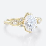 Yellow Gold 2ct Oval Cut Moissanite Promise Ring​ Bypass Engagement Rings Vine Bridal Ring