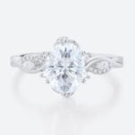 White Gold 2ct Oval Cut Moissanite Promise Ring​ Bypass Engagement Rings Vine Bridal Ring