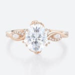 Rose Gold 2ct Oval Cut Moissanite Promise Ring​ Bypass Engagement Rings Vine Bridal Ring