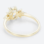 Oval White Sapphire Engagement Rings 1.4ct Petal-shaped Side Stones Bridal Ring in Yellow Gold