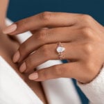 Pear Cut Lab Grown Diamond Vine Bypass 4 Claw Prong Engagement Ring in Rose Gold (2)