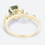 Solitaire Green Sapphire Ring Round Cut Nature-Inspired Bridal Ring in Yellow Gold