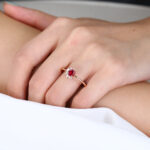 Round Cut Lab Ruby Engagement Rings 0.5ct Cluster Bridal Rings in Rose Gold