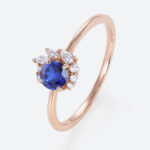 0.5ct Round Cut Lab Sapphire Floral Cluster Engagement Ring Petite Bridal Ring in Rose Gold