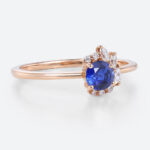 0.5ct Round Cut Lab Sapphire Floral Cluster Engagement Ring Petite Bridal Ring in Rose Gold