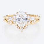 1.5ct Oval Lab Diamond Ring Set Classic 4-Prong Engagement Ring in Yellow Gold
