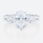 1.5ct Oval Lab Diamond Ring Set Classic 4-Prong Engagement Ring in White Gold