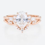 1.5ct Oval Lab Diamond Ring Set Classic 4-Prong Engagement Ring in Rose Gold