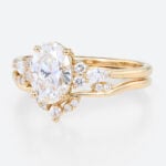 1.5ct Oval Lab Diamond Ring Set Classic 4-Prong Engagement Ring in Yellow Gold