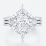 1.5ct Oval Lab Diamond Ring Set Classic Vintage 4-Prong Engagement Ring Set in White Gold