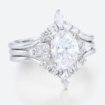1.5ct Oval Lab Diamond Ring Set Classic Vintage 4-Prong Engagement Ring Set in White Gold