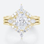 1.5ct Oval Lab Diamond Ring Set Classic Vintage 4-Prong Engagement Ring Set in Yellow Gold