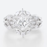1ct Lab Grown Diamond Rings​ Set Princess Cut Engagement Ring in White Gold