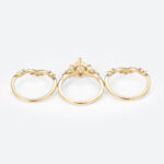 1ct Lab Grown Diamond Rings​ Set Princess Cut Engagement Ring in Yellow Gold