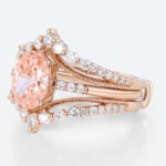 1.5ct Lab Pink Diamond Ring Set Oval Bridal Ring with Enhancer Bands in Rose Gold