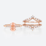 1.5ct Lab Pink Diamond Ring Set Oval Bridal Ring with Enhancer Bands in Rose Gold