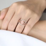 1.5ct Lab Pink Diamond Ring Set Oval Bridal Ring with Enhancer Bands in Rose Gold