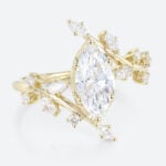 1ct Marquise Cut Lab Grown Diamond Ring Bypass Leaf 6-Prong Engagement Ring in Yellow Gold