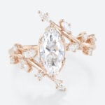 1ct Marquise Cut Lab Grown Diamond Ring Bypass Leaf 6-Prong Engagement Ring in Rose Gold