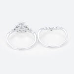 1ct Oval Lab Diamond Rings Set Art Nouveau 4-Prong Engagement Ring in White Gold