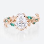 1ct Pear Lab Diamond Ring Nature-Inspired 4 Claw Engagement Ring in Rose Gold