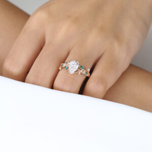 1ct Pear Lab Diamond Ring Nature-Inspired 4 Claw Engagement Ring in Rose Gold
