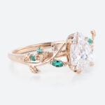 1ct Pear Lab Diamond Ring Nature-Inspired 4 Claw Engagement Ring in Rose Gold