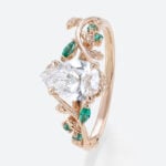 1ct Pear Lab Diamond Ring Nature-Inspired 4 Claw Engagement Ring in Rose Gold