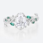 1ct Pear Lab Diamond Ring Nature-Inspired 4 Claw Engagement Ring in white gold