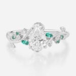 1ct Pear Lab Diamond Ring Nature-Inspired 4 Claw Engagement Ring in white gold