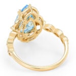 2.5ct Lab Blue Diamond Ring Pear Cut Fancy Blue Vintage Milgrain 8-Prong Engagement Ring