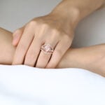 Lab Pink Diamond Ring Set 2.5ct Fancy Pink VS+ Pear Cut Lab Grown Pink Diamond Gorgeous 6-Prong Bridal Ring Set in Rose Gold