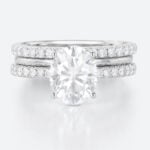 White Gold 3ct moissanite engagement ring set with Double Matching Bands Yellow Gold 3PCS Oval Cut Moissanite Solitaire Bridal Ring Set