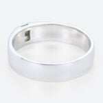 0.2ct Baguette Cut Moss Agate Engagement Ring Bezel Wide Band in White Gold