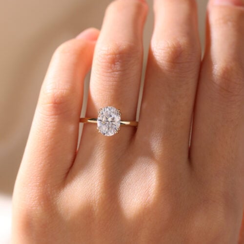 Moissanite Solitaire Ring Unique Yellow Gold Engagement Rings