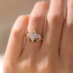Marquise Cut Lab Diamond Rings Set 1ct Double Claw Engagement Ring
