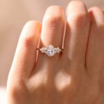 Pear Moissanite Ring Vintage Rose Gold Engagement Rings