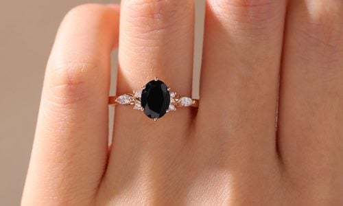 Oval Cut Black Onyx Ring 1ct Rose Gold Vintage Engagement Ring