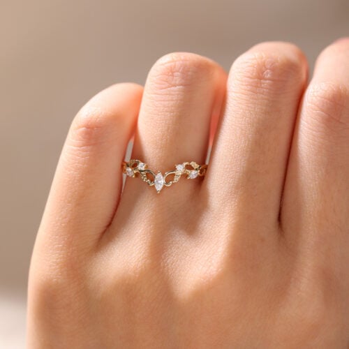 Art Deco Curved Wedding Band Lab Created Diamond Anniversary Rings