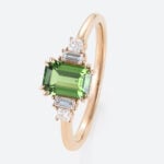 1.2ct Green Sapphire Engagement Ring​ Emerald Cut Natural Gemstone in Rose Gold